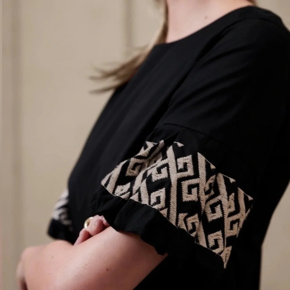 NWT BR Factory Embroidered-Sleeve Mini Dress in Cream - Picture 3 of 8